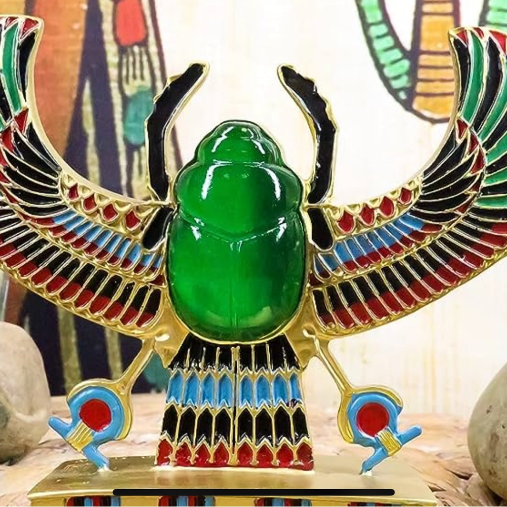 Colorful small winged scarab figurine